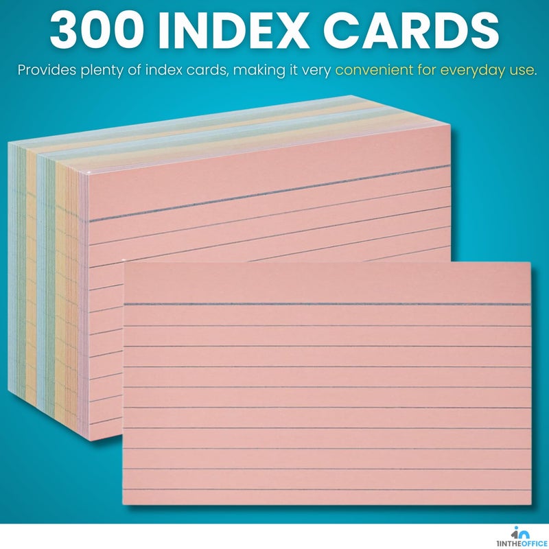1InTheOffice Index Cards 3 x 5 Ruled Pastel Colored, Assorted 300/Pack - Image 5